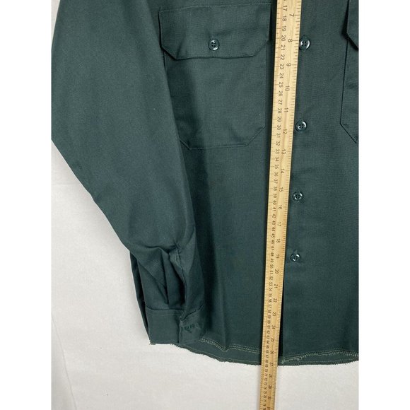 VTG 80s Washington Dee Cee DC Mens Size 14 1/2 Button Up Shirt Long Sleeve Green - Picture 8 of 10